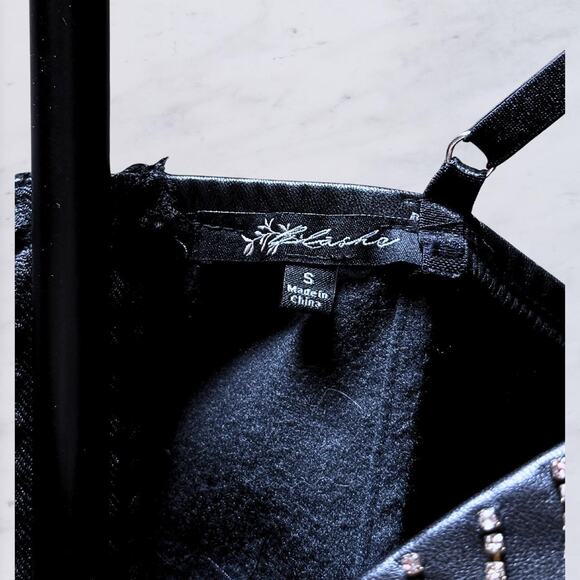 Black Faux Leather Bustier - Picture 6 of 7